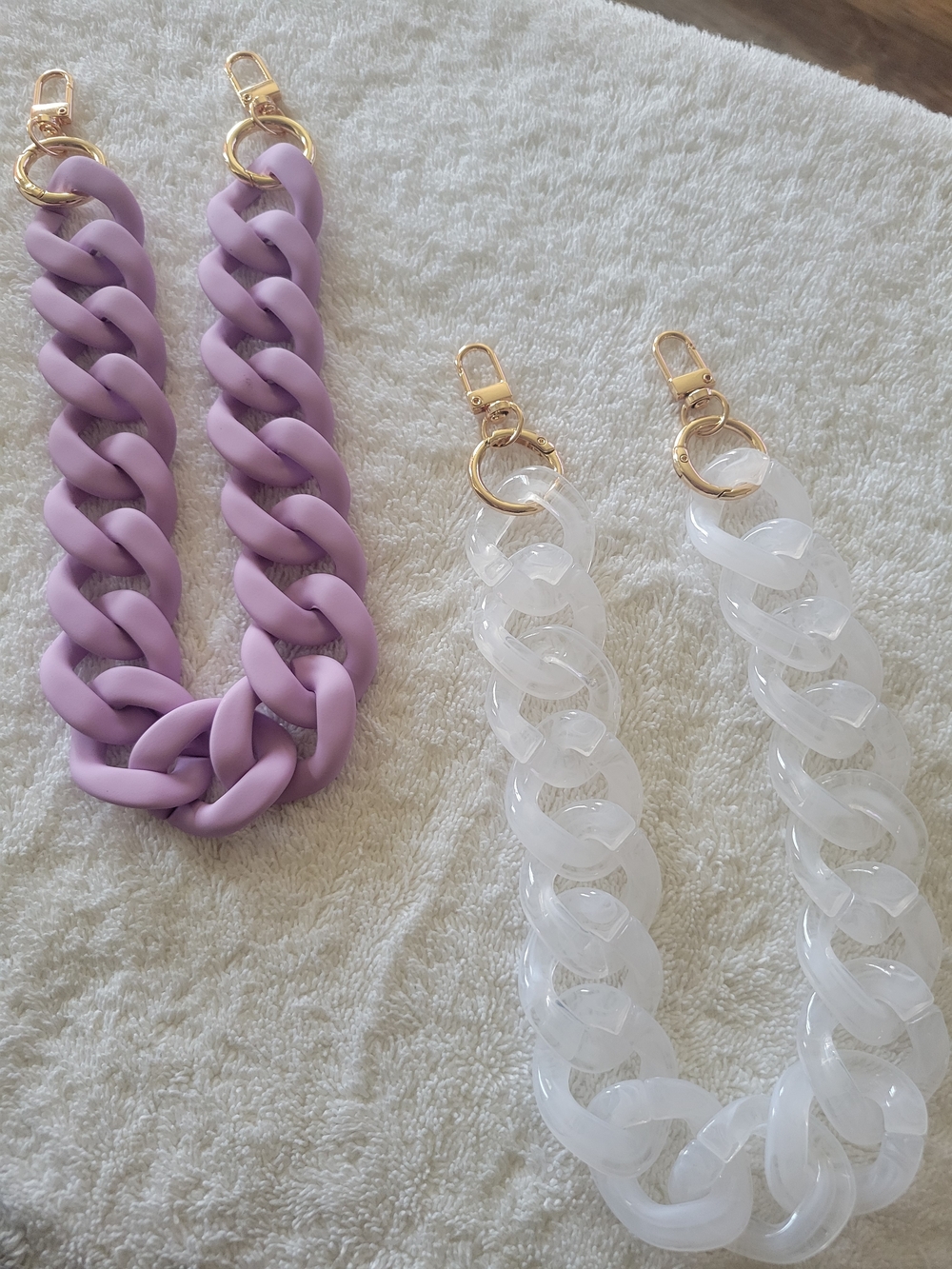 Gold Hardware Lilac and Clear Chunky Purse Chains